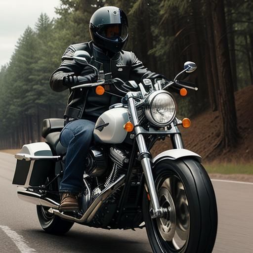 Anthropomorphic Wolves Motorcycle Gang on Bikes