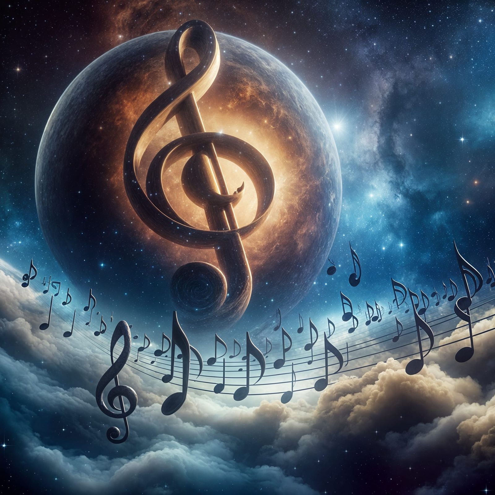 Musical Notes Journey Through the Universe