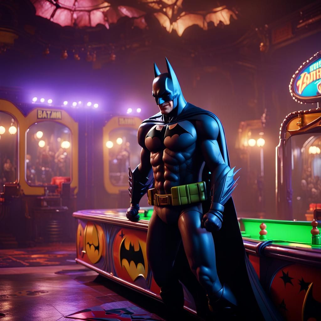 Batman vs Joker in Funhouse: Hyperrealistic 3D Render