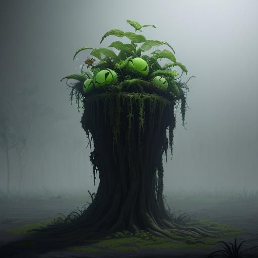 Corrupted Bean Sprout Nightmare in Silent Hill Style