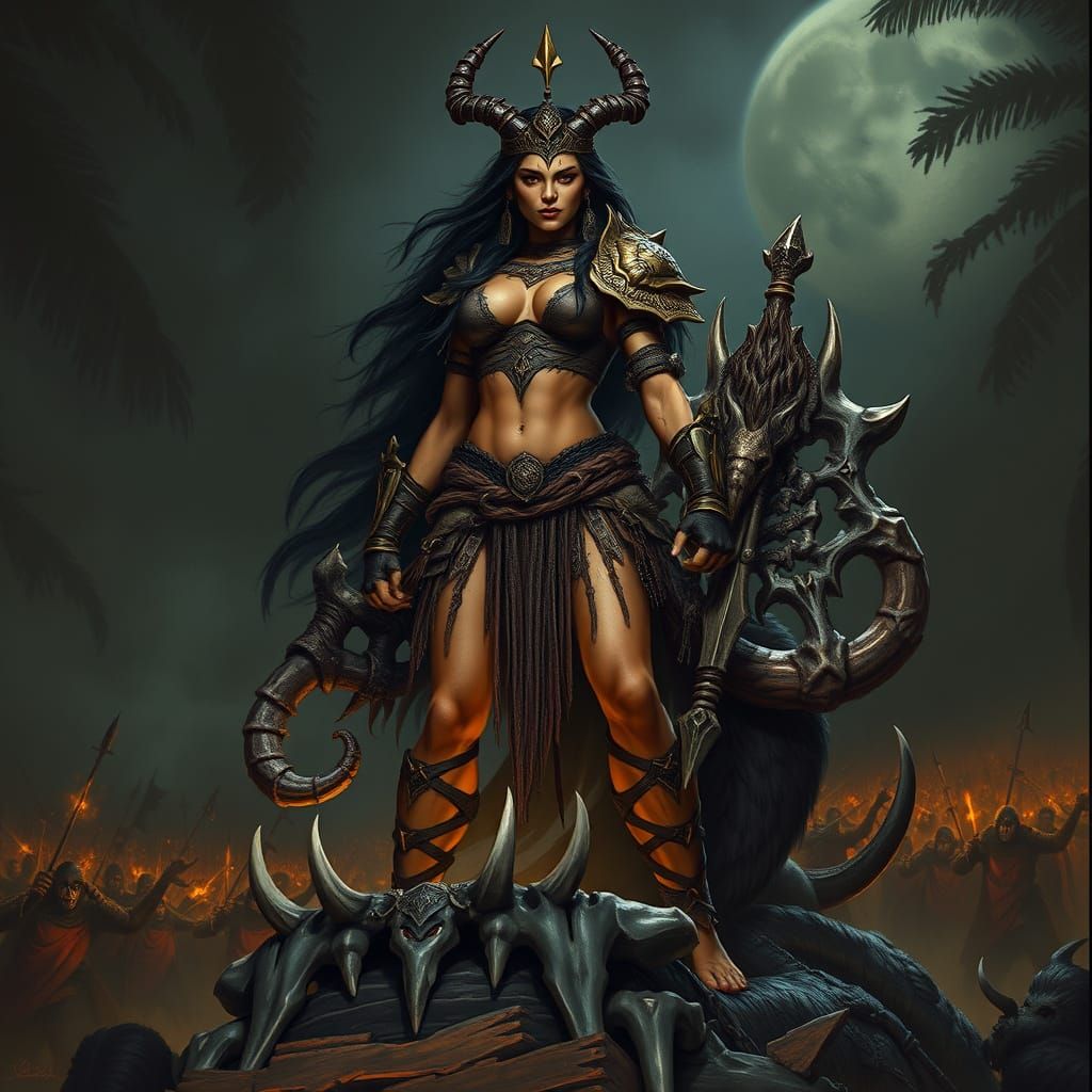 Queen of Beasts in Dark Fantasy Style