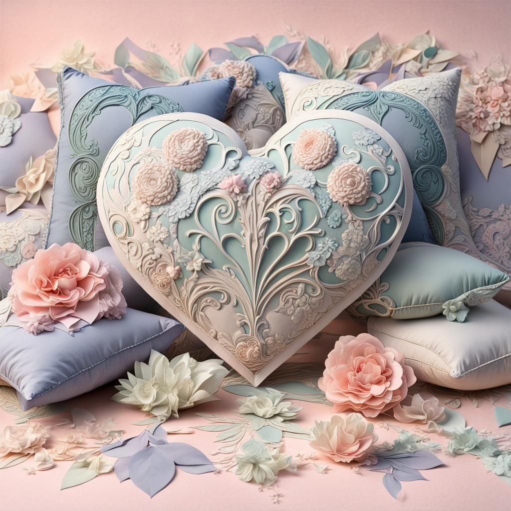 Elaborate Paper Heart in Art Nouveau Style