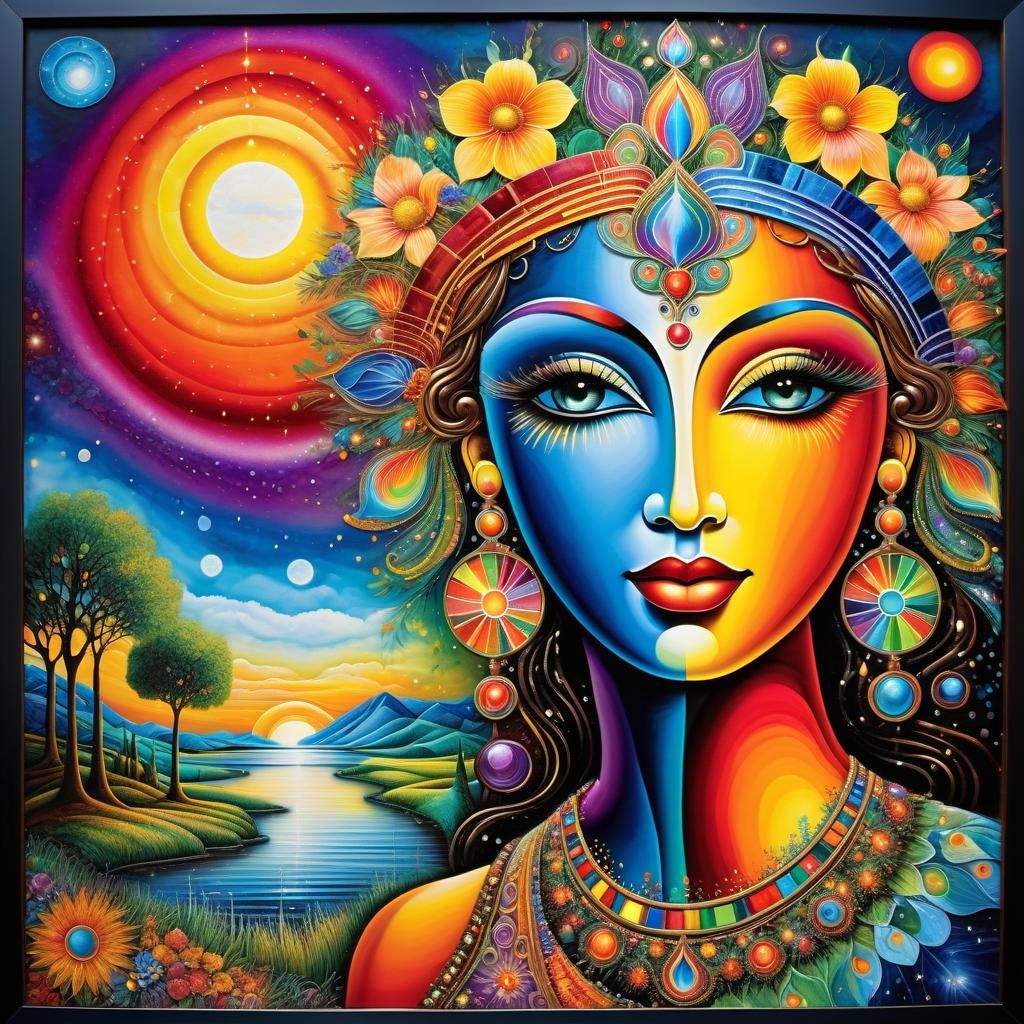 Stained Glass Abstract in Cubist Art Deco Style