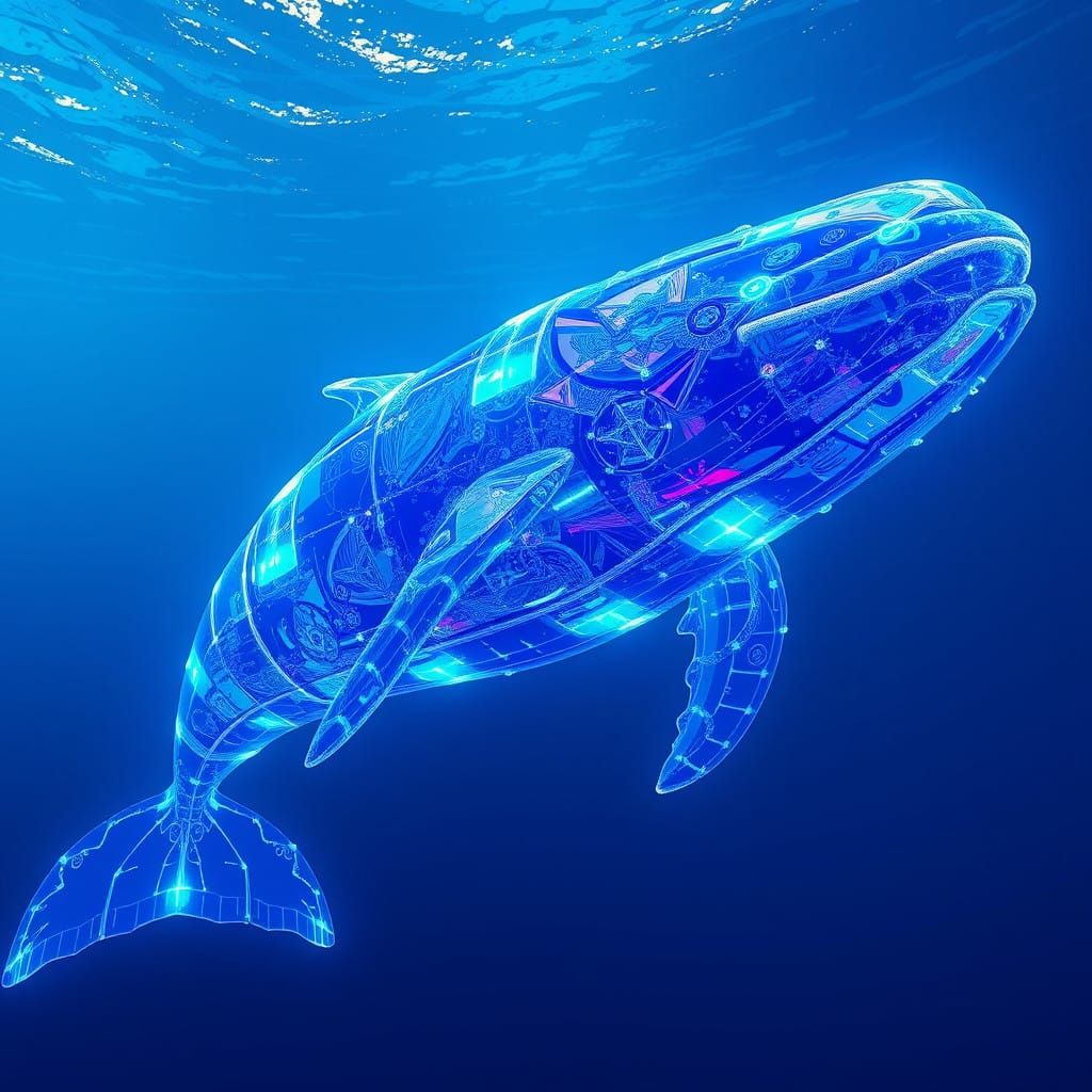 Futuristic whale hologram