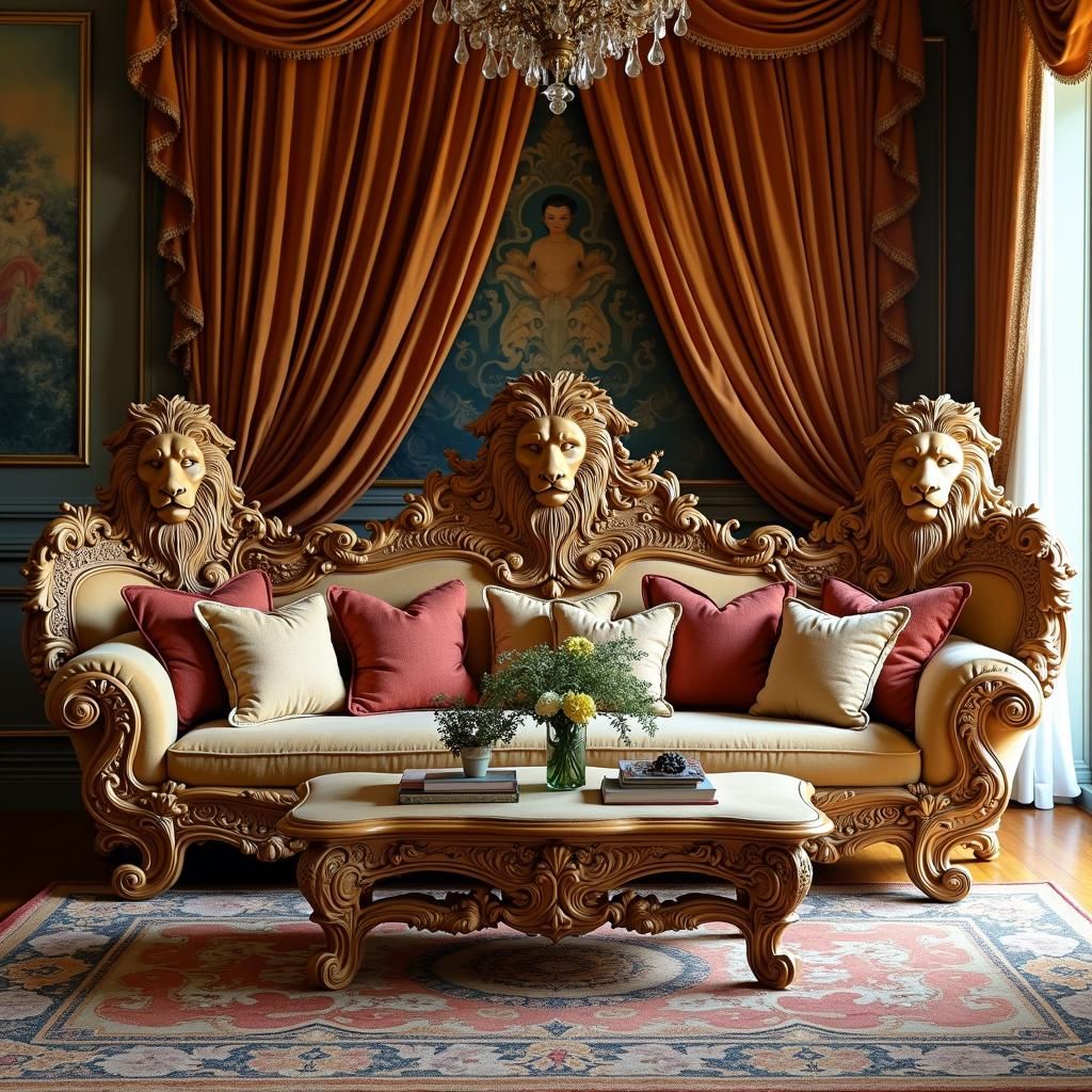 Ornate Carved Furniture in Luxurious Fauvist Style