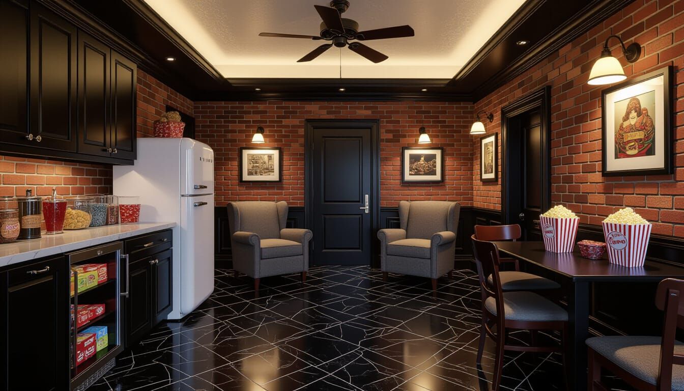 Victorian Movie Room with Snacks and Secret Door