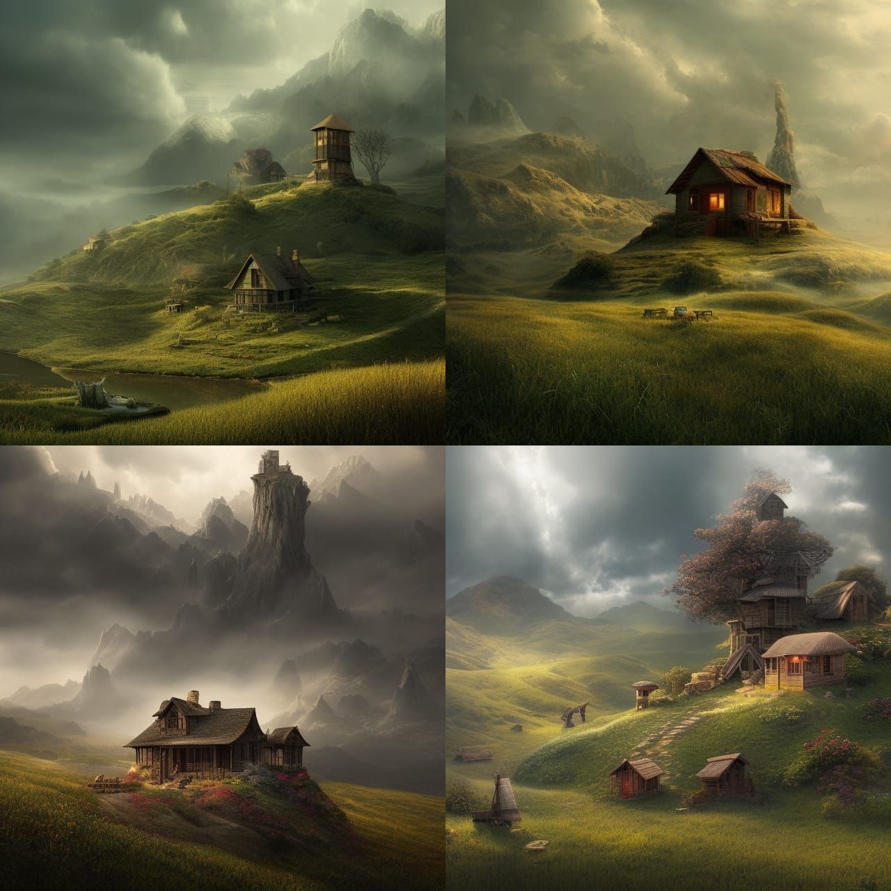Cinematic Little House on Hill: Digital Matte Painting