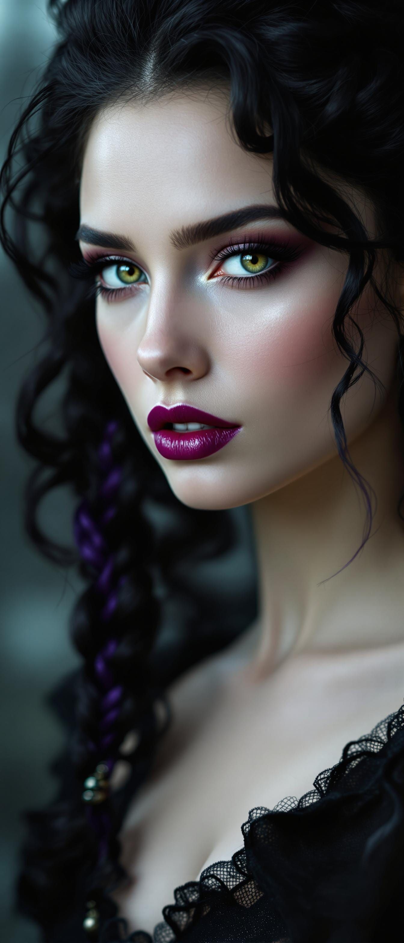 Elegant Victorian Portrait in Dramatic, High-Contrast Style