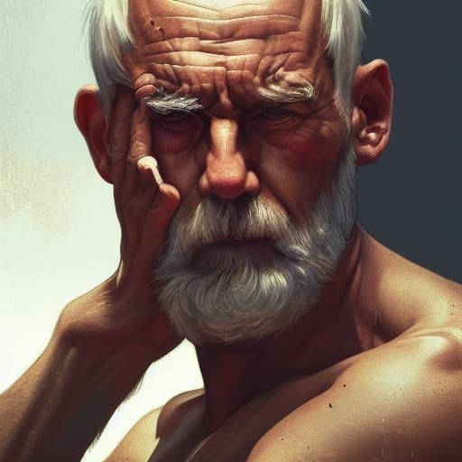 Hyperdetailed Portrait of a Buff Old Man