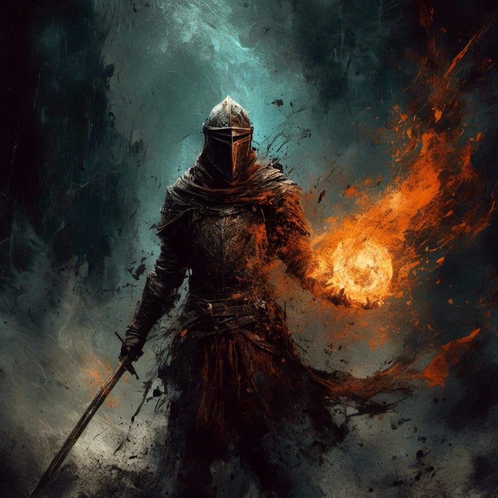 Knight with fire magic