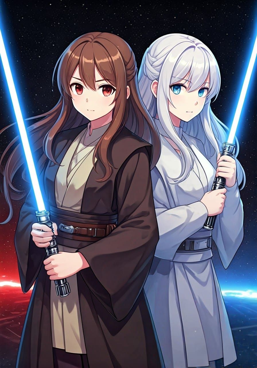 Anime Jedi Knights in Dynamic Studio Trigger Style