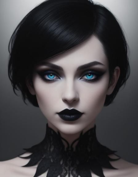 Beautiful Gothic young lady with short pixie haircut with Bl...