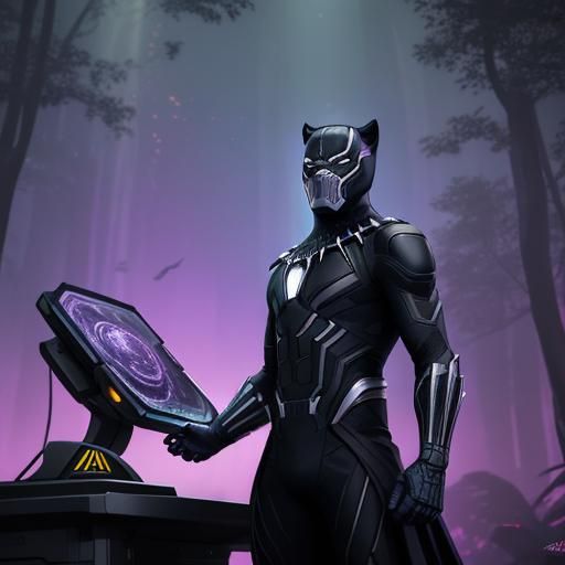 Black Panther in Wakandan Armor, Digital Concept Art
