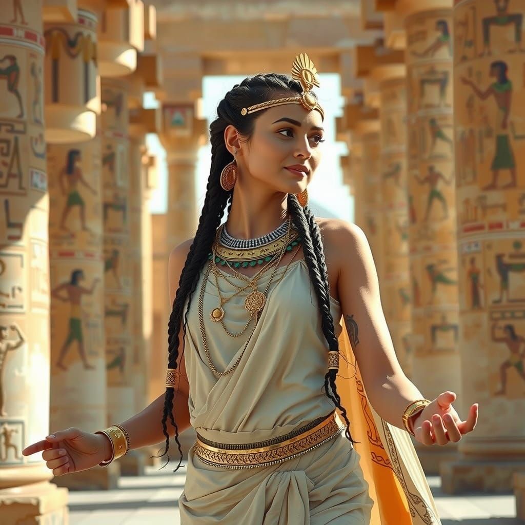 Egyptian Priestess Leads Temple Dance