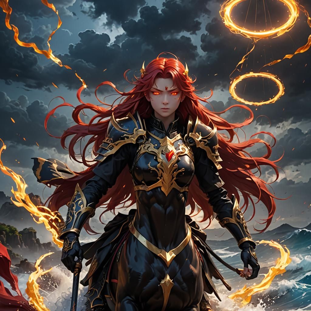 Makima Rides a Black Horse in 3D Anime Art