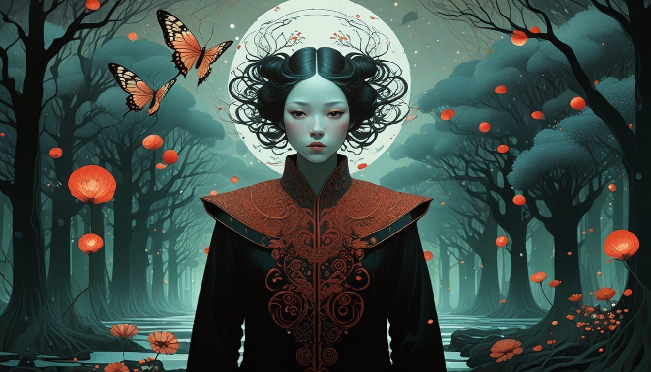 Ethereal Romantic Butterfly Maiden in Soft Pastels