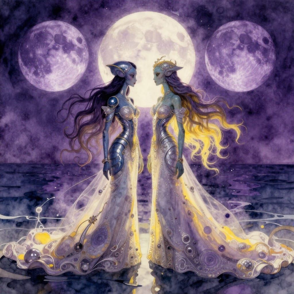 Alien Wedding Ceremony Under Three Purple Moons