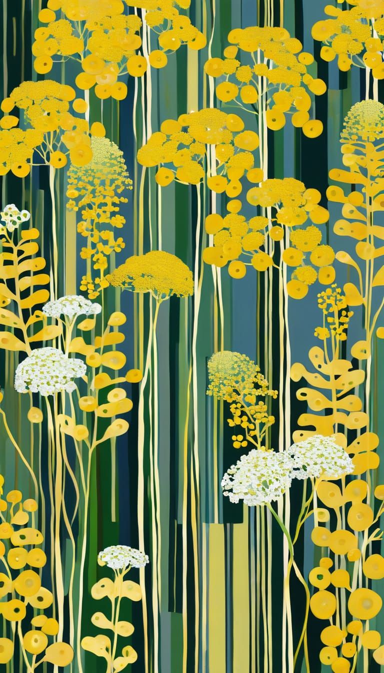 Klimt Inspired Abstract Yarrow Flowers