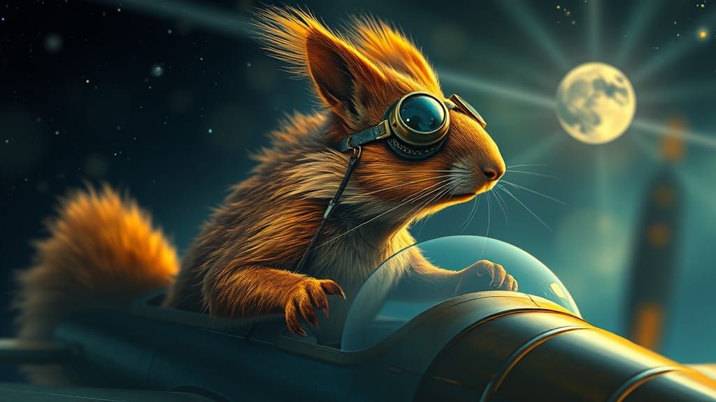 Gilded Aztec Squirrel Pilot in Bi-Plane