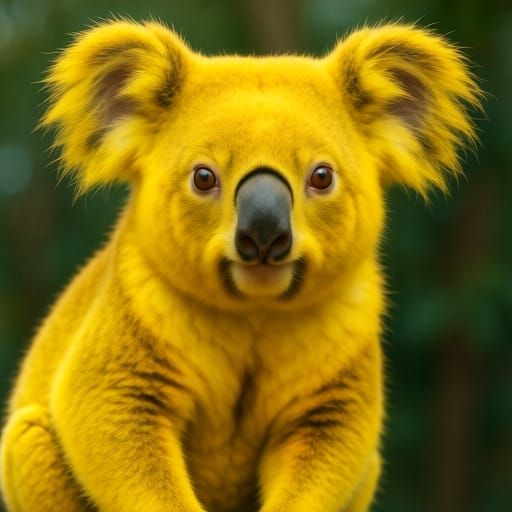 Koala with Unexpected Yellow Fur