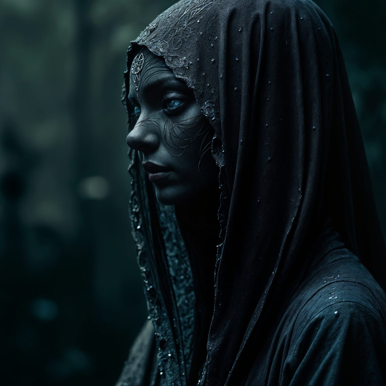 Detailed Dark Portrait in Fantasy Concept Art Style