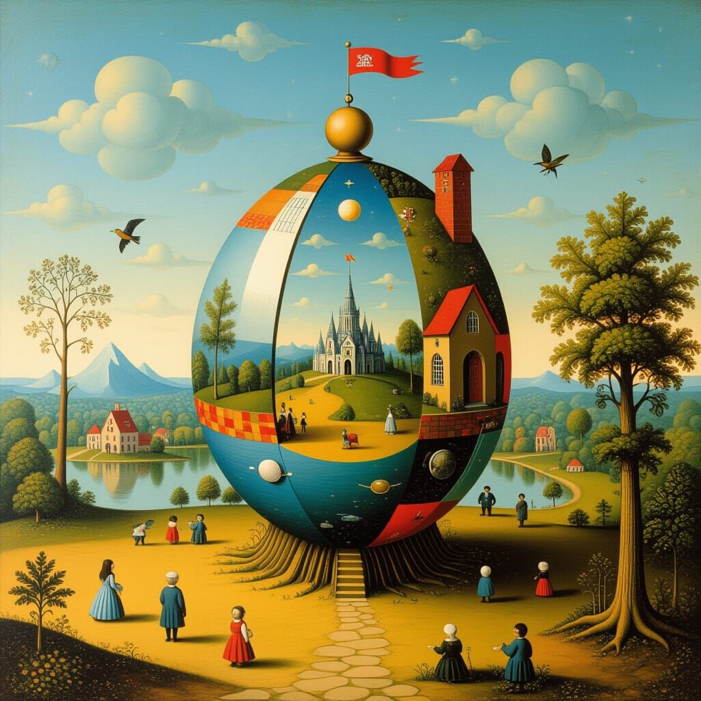 Surreal Dreamscape with Whimsical Creatures and Architecture