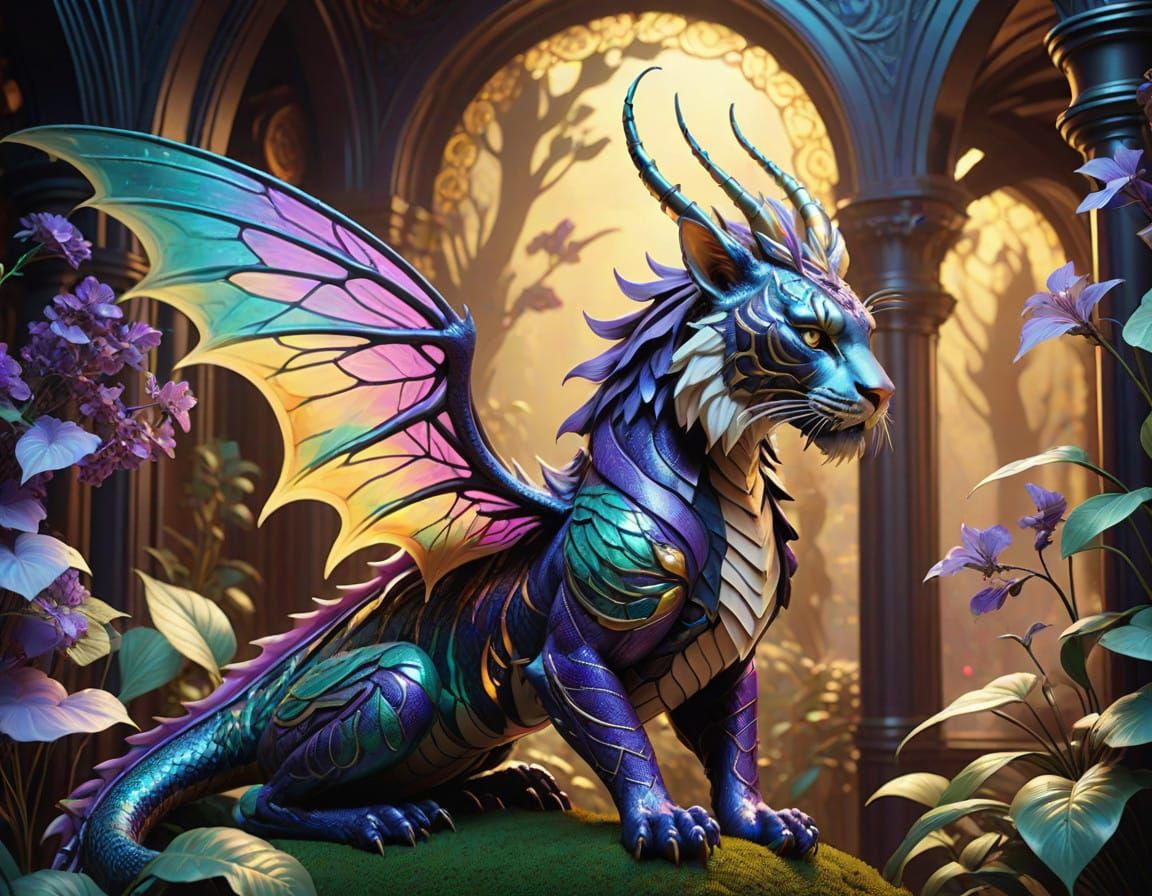 Majestic Fairy Dragon Tiger in Vibrant Fantasy Landscape