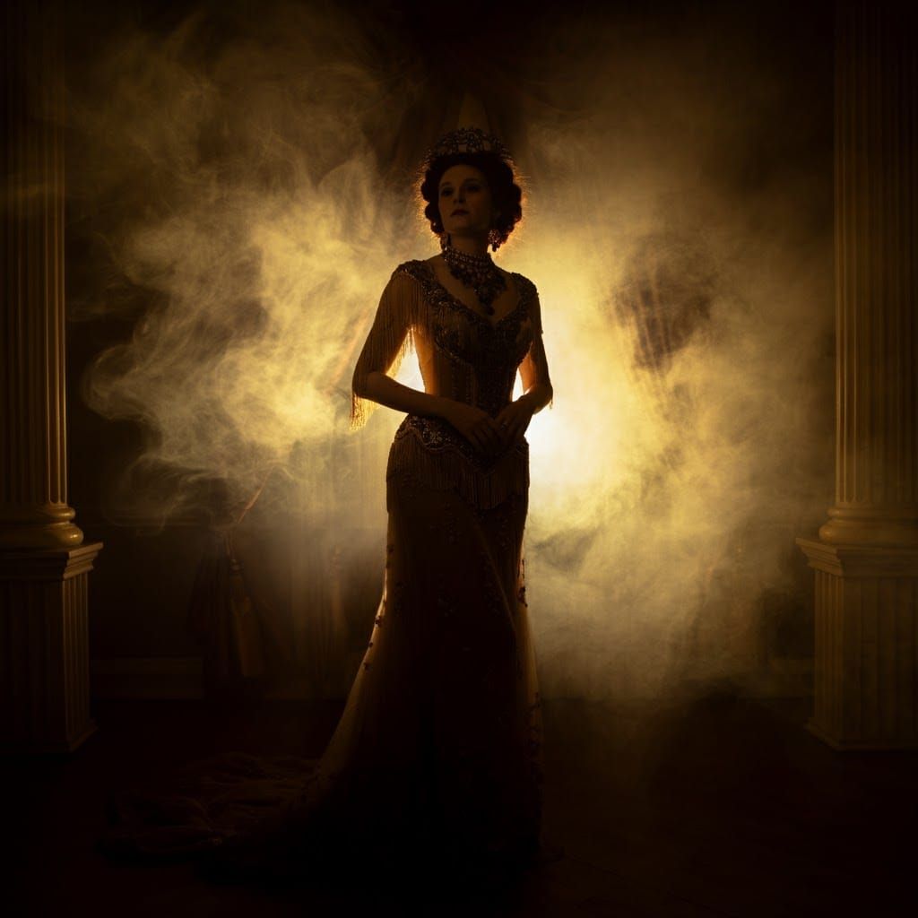 Dramatic Woman in Smoke, Cinematic Lighting