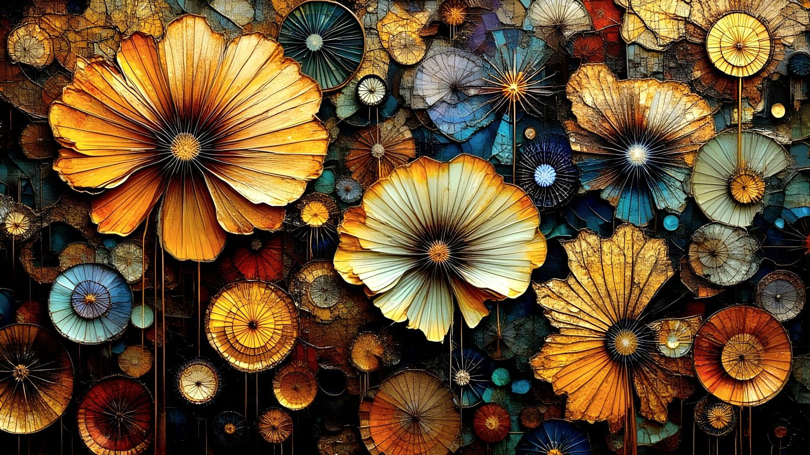 Geometric Flora in Cosmic Metallic Collage