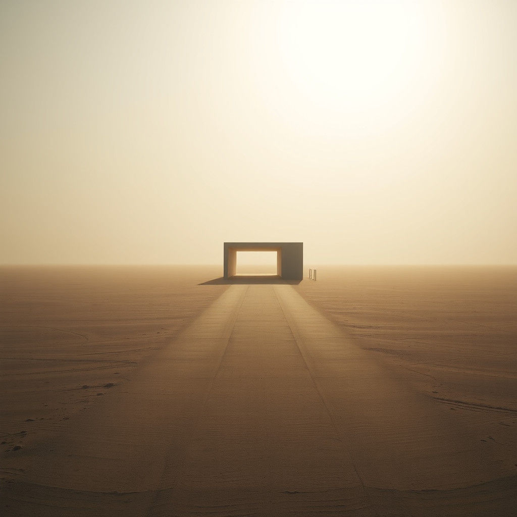 Eerie Liminal Architecture in Golden Light