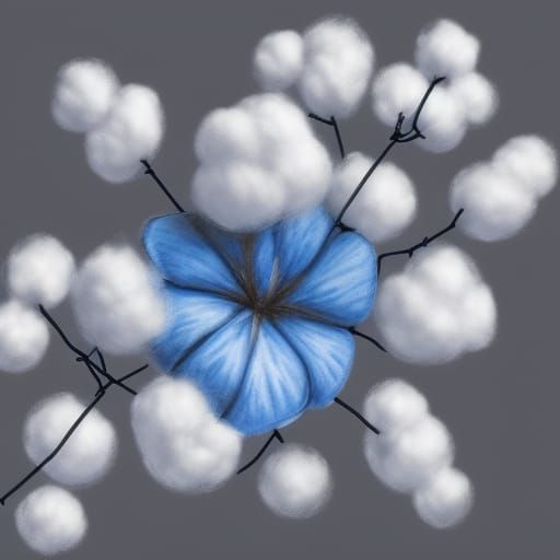 Detailed Cotton Plant Drawing in 8k Resolution