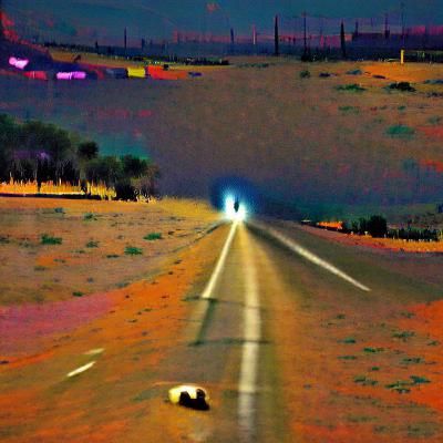 Desert Highway Shimmering Light in Lowbrow Style