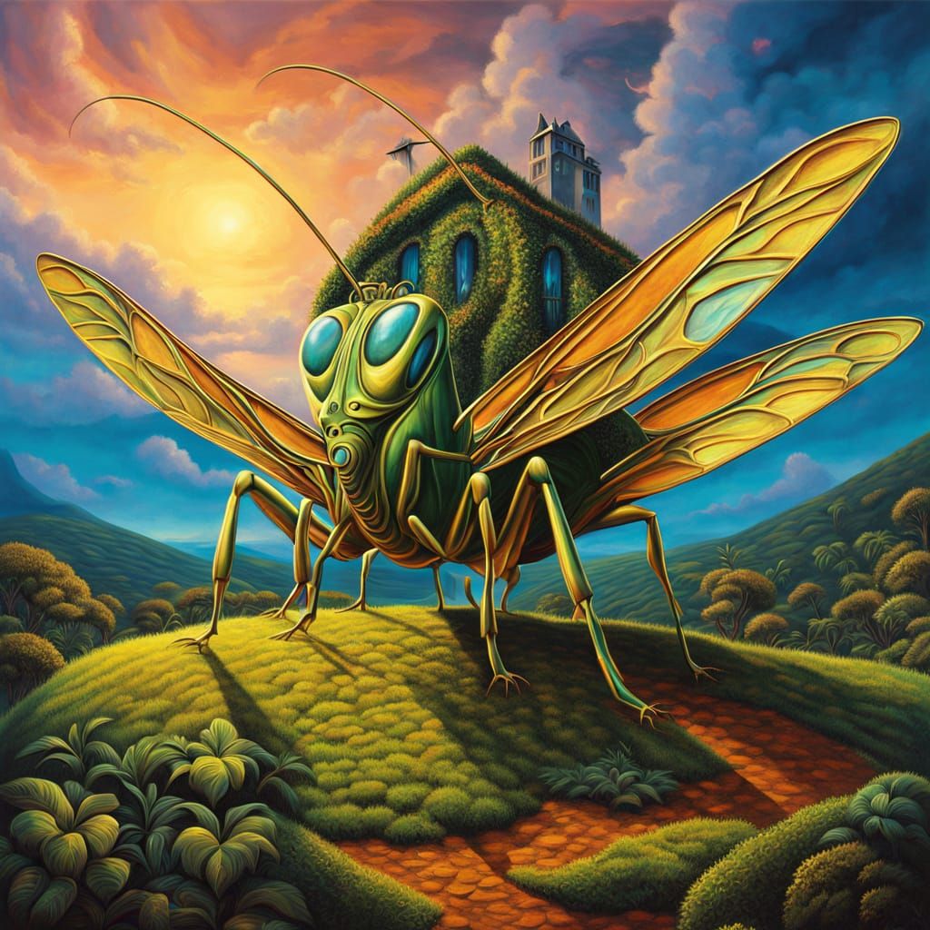 Intriguing Grasshopper-Shaped House Amidst Volcanic Landscap...