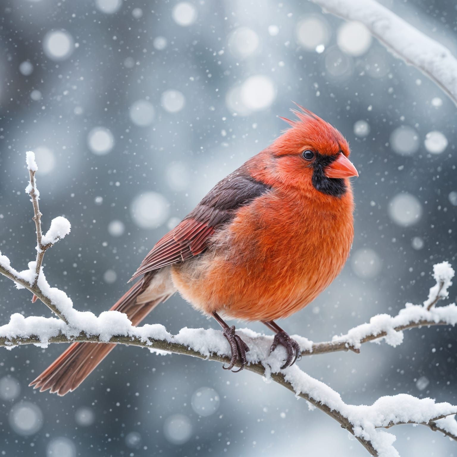 Vibrant Cardinal Perched in Winter Wonderland