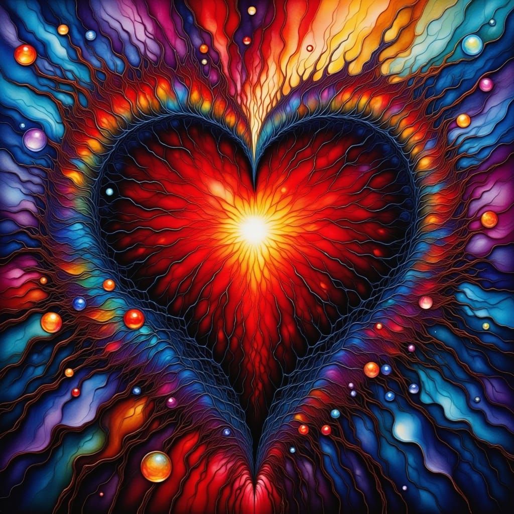 Abstract Crimson Core with Swirling Indigo Energy