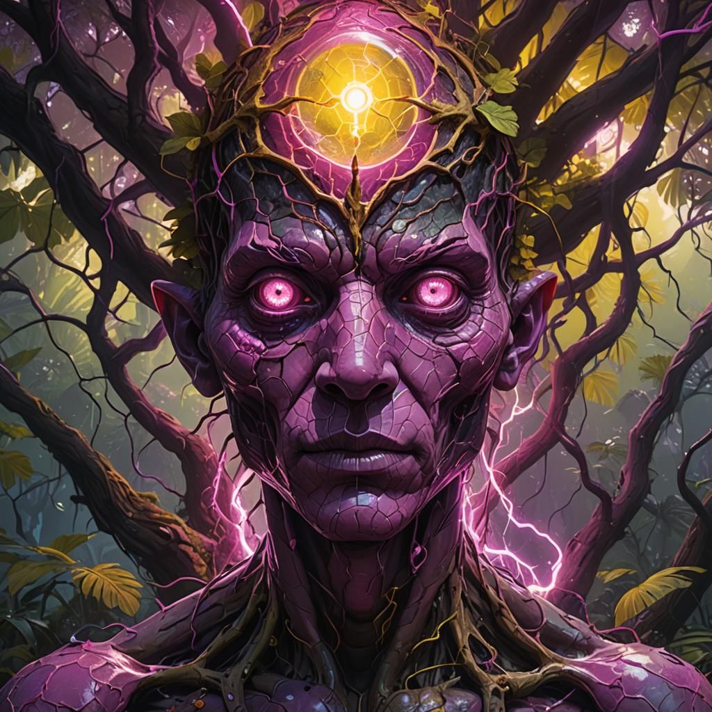 Neon Jungle Lamp with Reptilian Eyes