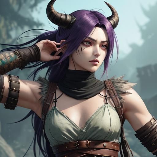 Shifter Barbarian with Wyvern Features in Manga Style