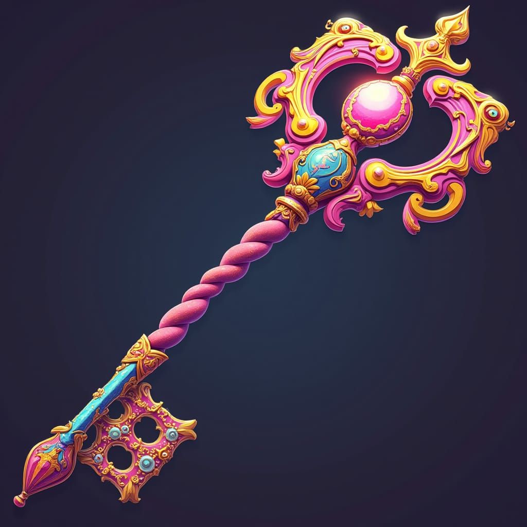 Vibrant Circus Keyblade in Steampunk Style