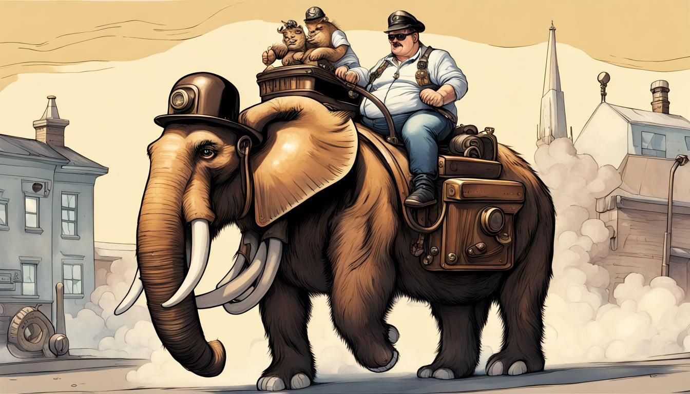 Steampunk Mammoth Rider in Tom of Finland Style