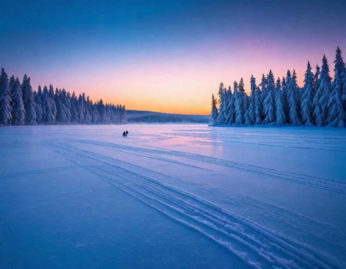 Winter Wonderland: Ice Skating on Frozen Lake