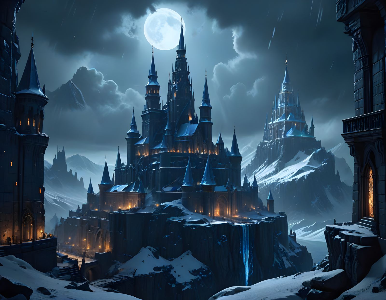 Epic Dark Fantasy City of Saphyra in Wizyrian Mountains