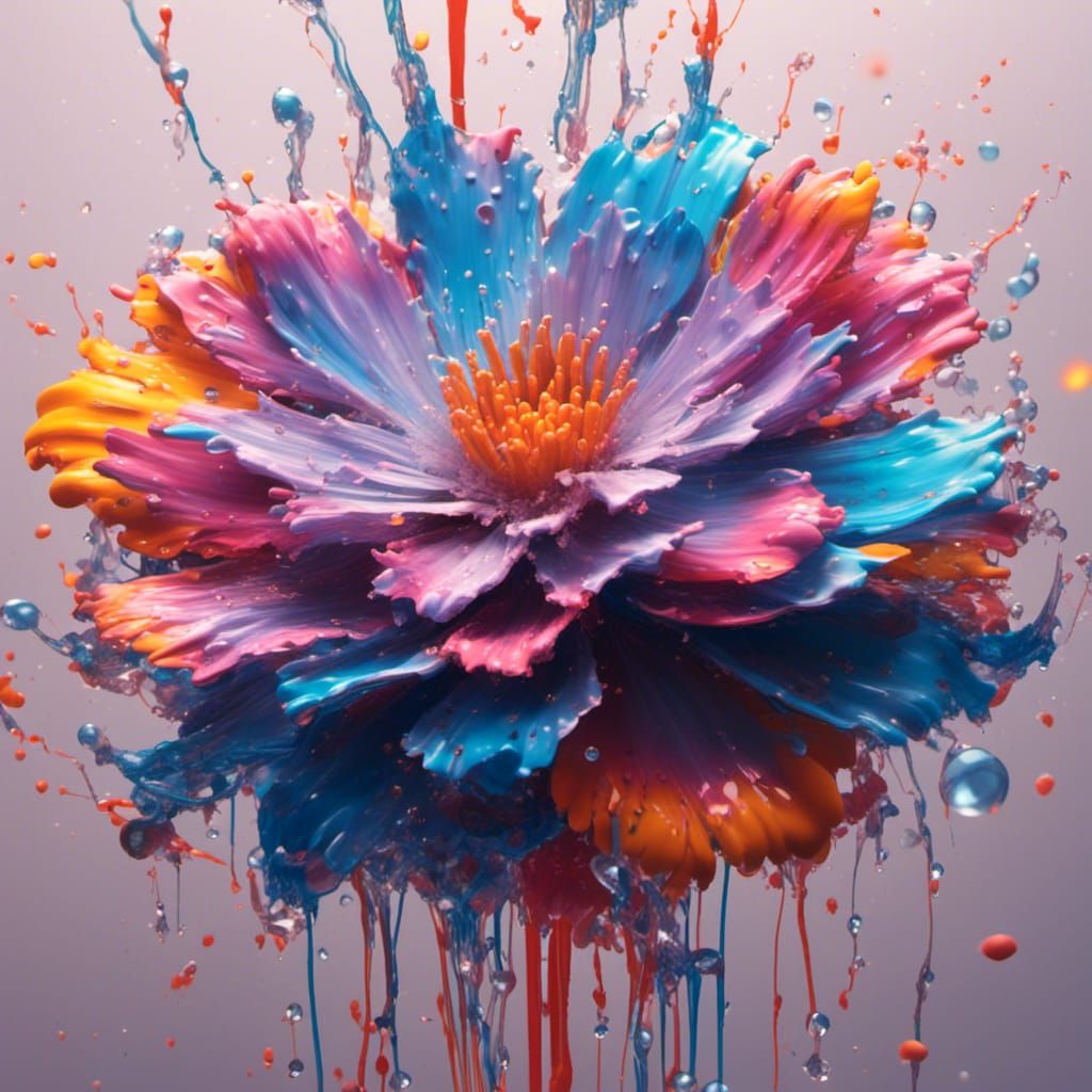 Abstract Water Flower Concept Art in Spray Paint Style