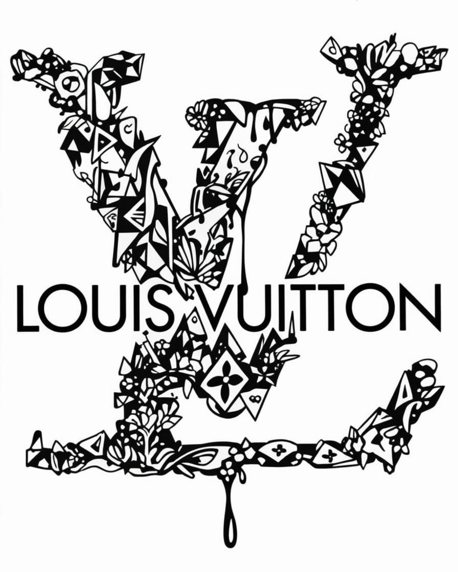 LV Logo Geometric Design in Fragmented Style