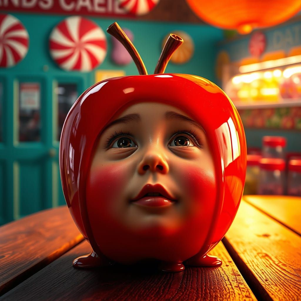 Surreal Candy Apple Scene in Hyperrealistic Style
