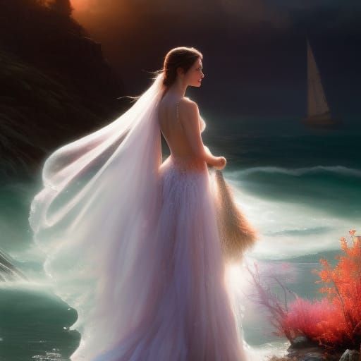 Fairies Under Bioluminescent Moon: Digital Matte Painting