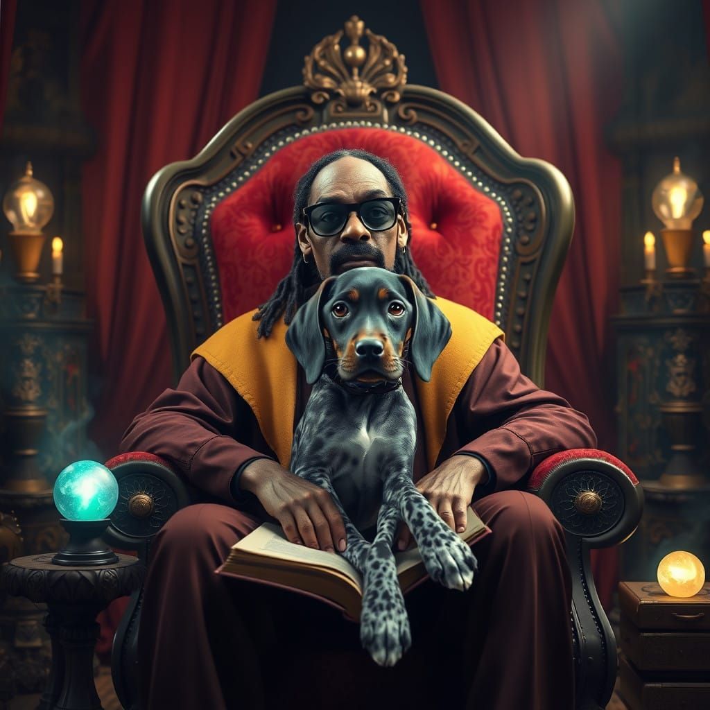 Snoop Dog in Majestic Throne Room with German Shorthaired Po...