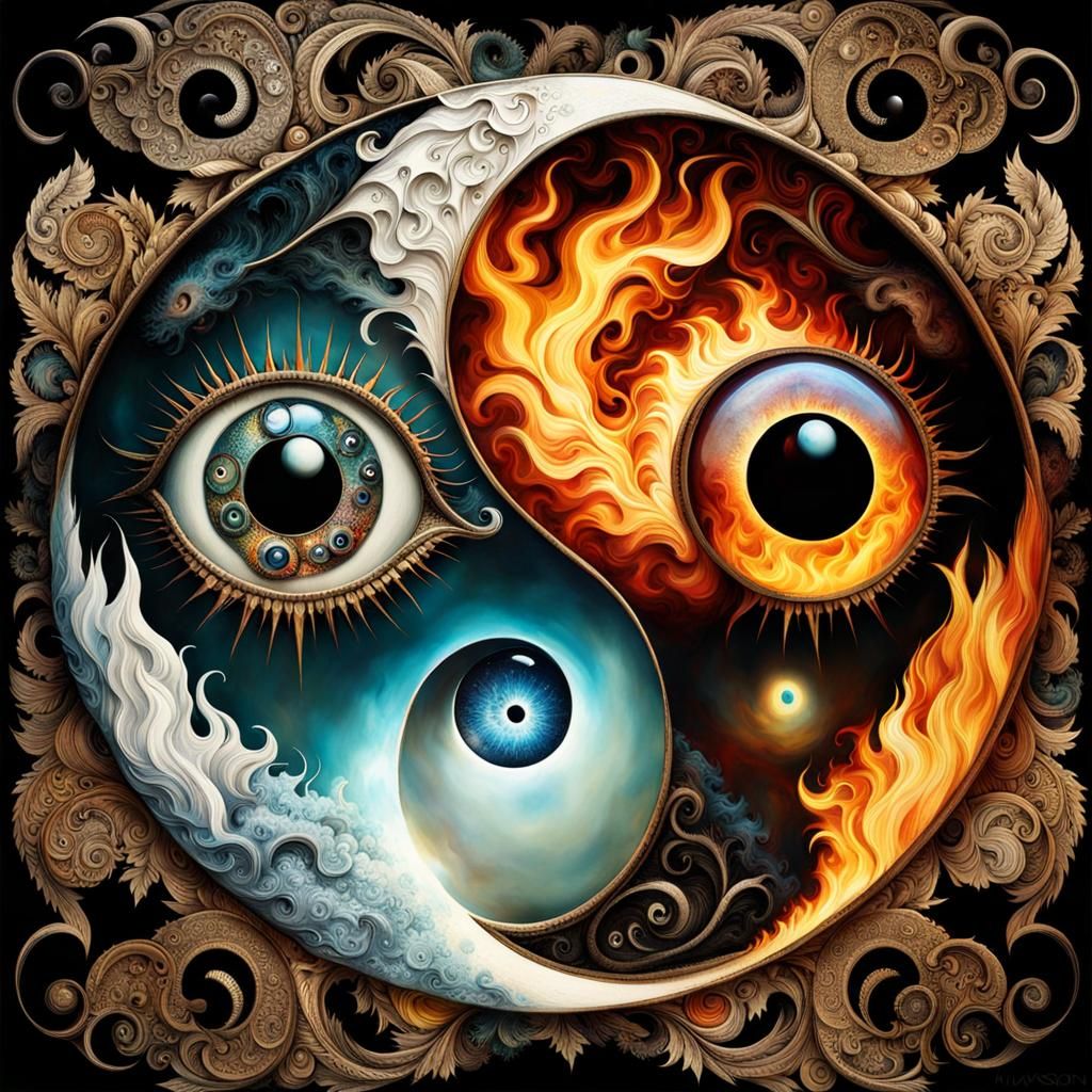 Yin Yang Eyeballs: A Harmony of Fire and Ice