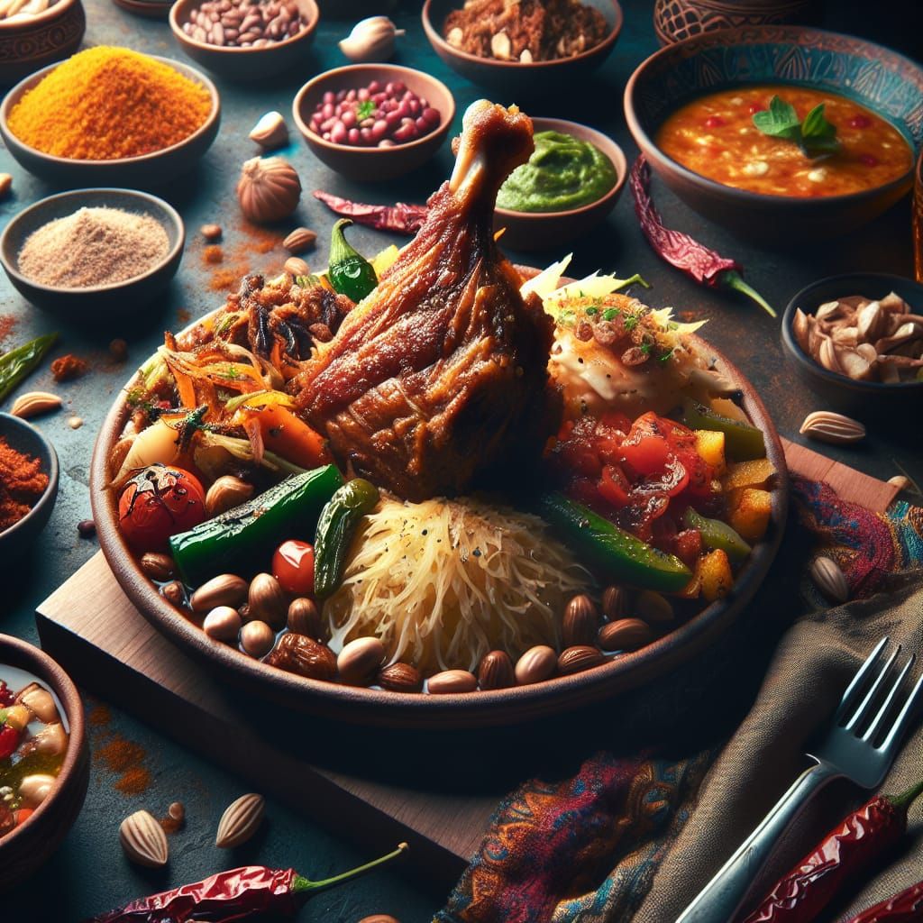 Intricately Detailed Turkish Feast Unfolds in Dramatic Hyper...