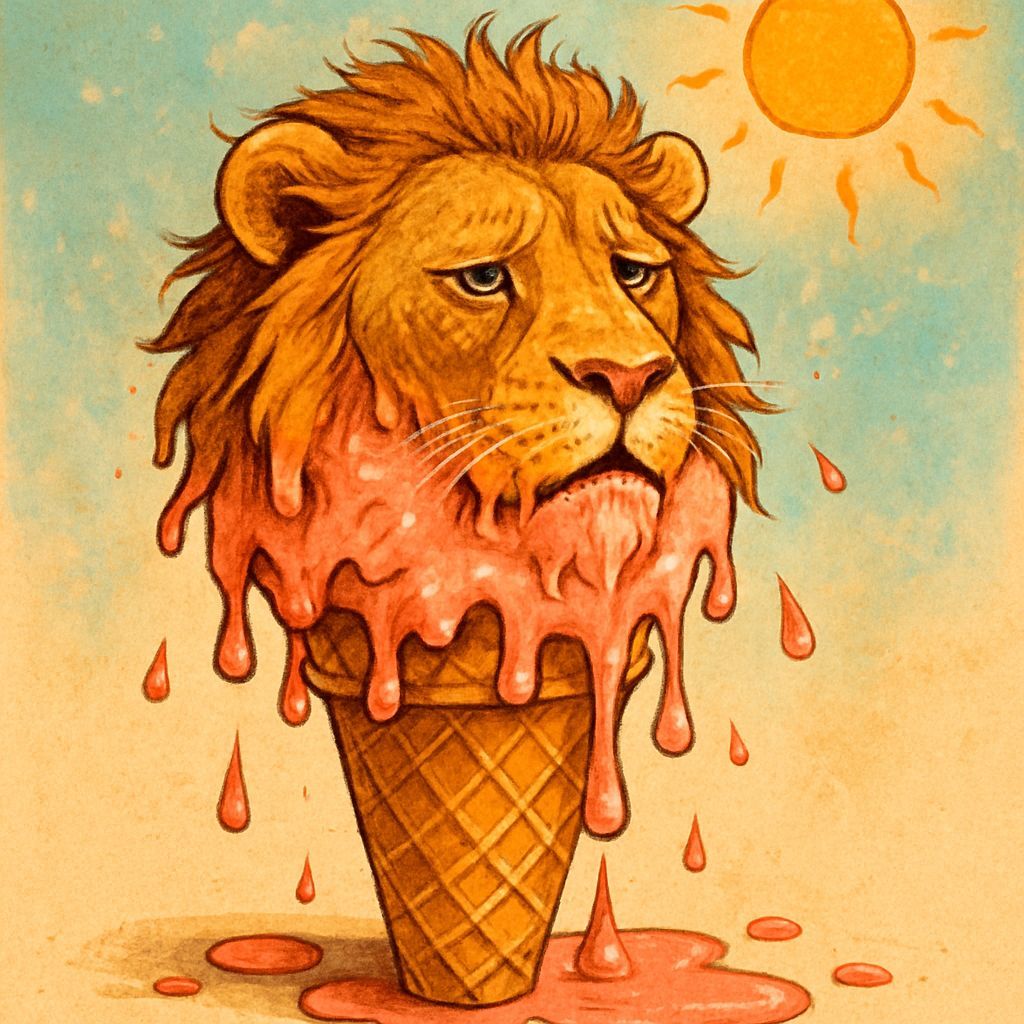 Lion Head Ice Cream Melts in the Sun