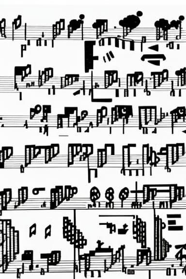 Monochrome Graphic Music Notation in Neo-Dada Style